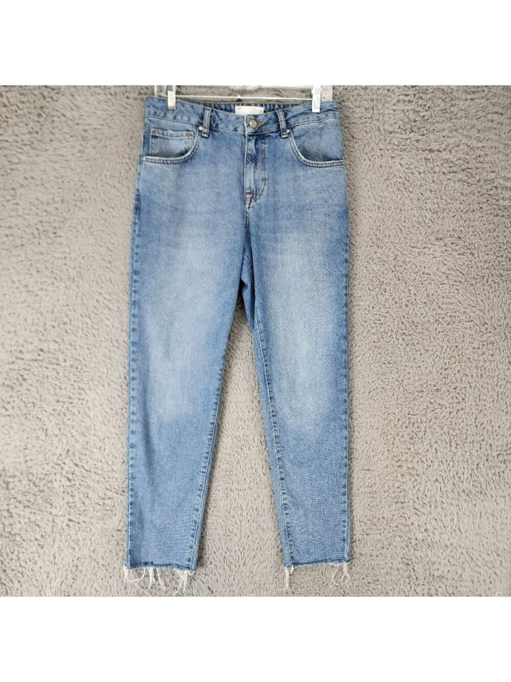 ASOS Jeans Womens 30 Blue 100% Cotton Cropped Frayed Hem Mid Rise